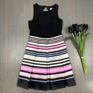 Eliza J Striped Pleated Sleeveless Dress